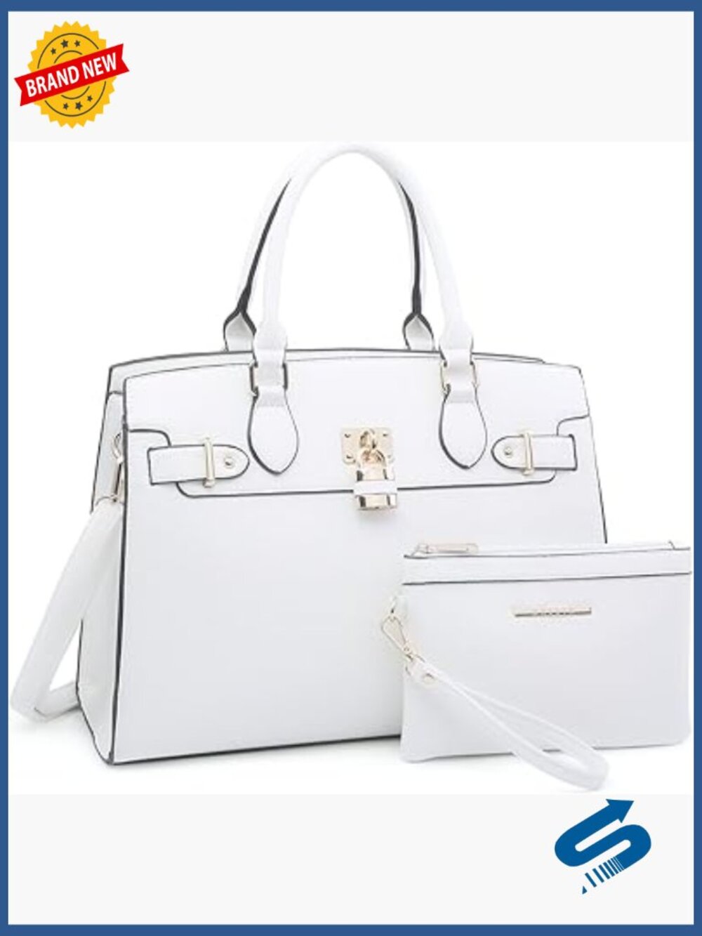 Vegan Leather Satchel Tote Set with Wallet